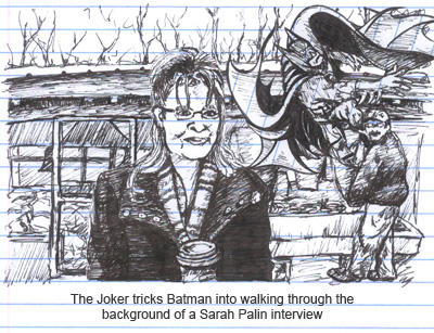 Batman gets ground up behind Sarah Palin