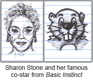 Sharon Stone and beaver from Basic Instinct