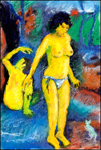 Amy Winehouse topless in the Caribbean from the Gauguin painting Where do we come from What are we Where are we going?