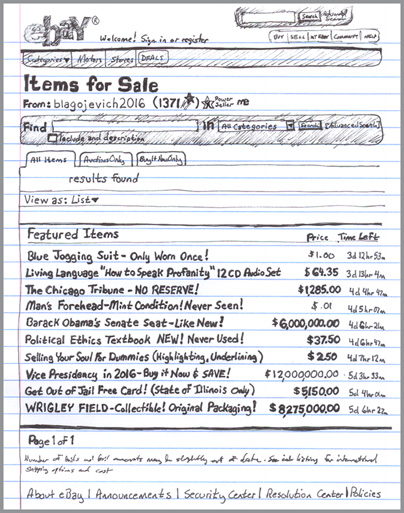 Rod Blagojevich selling items on eBay Rod Blagojevich selling items on eBay