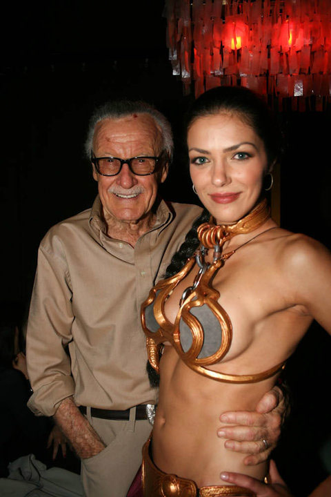 Adrianne Curry as Princess Leia with Stan Lee