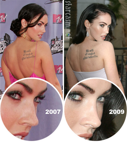 megan fox before and after plastic. Megan Fox nose job efore and