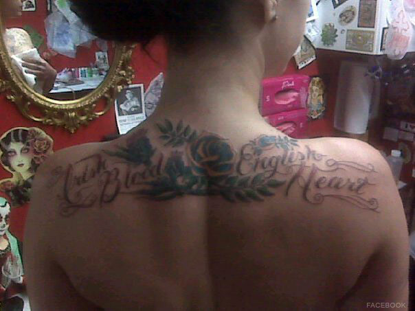 American Pickers Danielle Cushman back shoulder tattoo Irish Blood English 