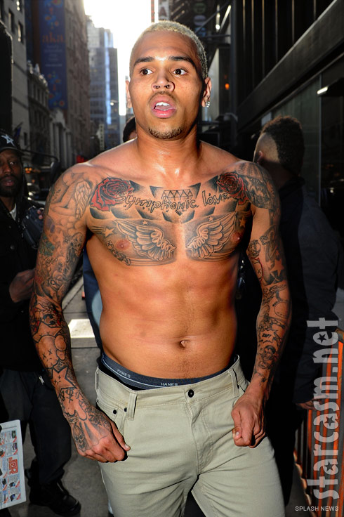 Chris Brown tattoos shirtless