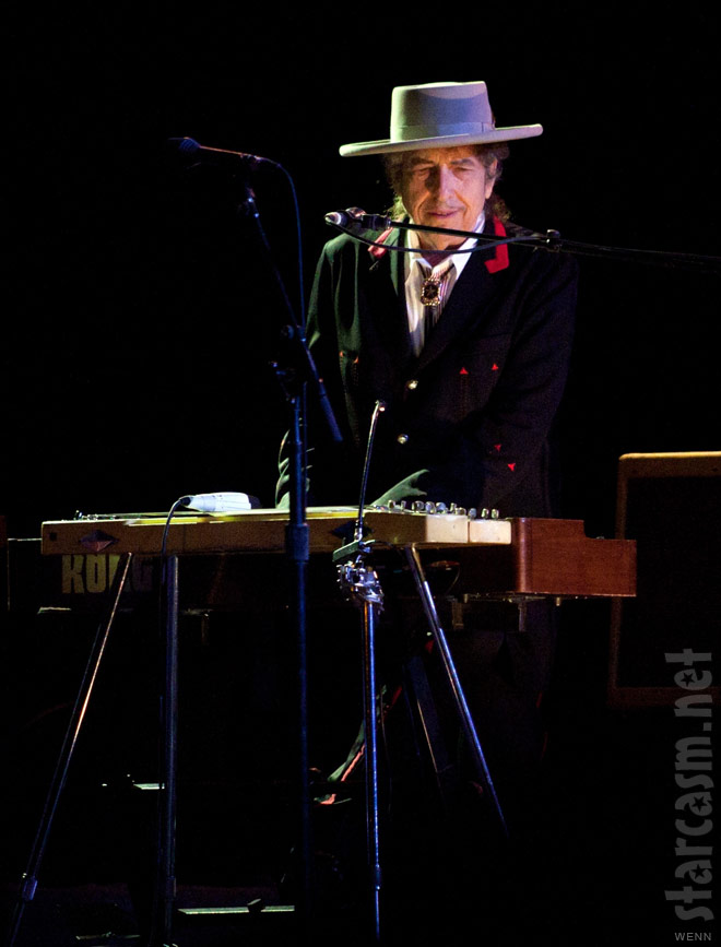 Bob Dylan on stage at the Byron Bay Bluesfest April 26 2011