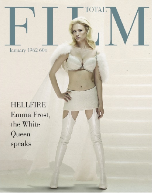 January Jones in her Emma Frost costume on the June 2011 cover of Total Film