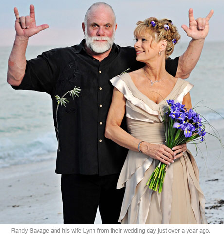 Wrestler Randy MAcho Man Savage and his wife Lynn wedding photo