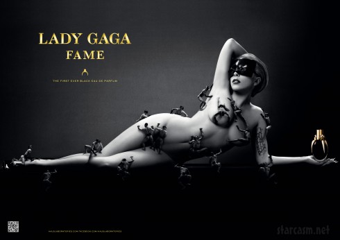 Lady Gaga nude in new Fame perfume advertisement with little men