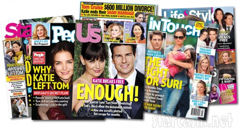 KAtie Holmes Tom Cruise divorce tabloid magazine covers July 16 2012