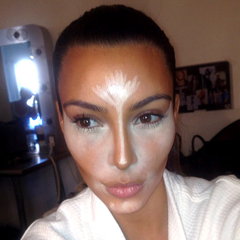 Kim Kardashian before and after makeup contouring