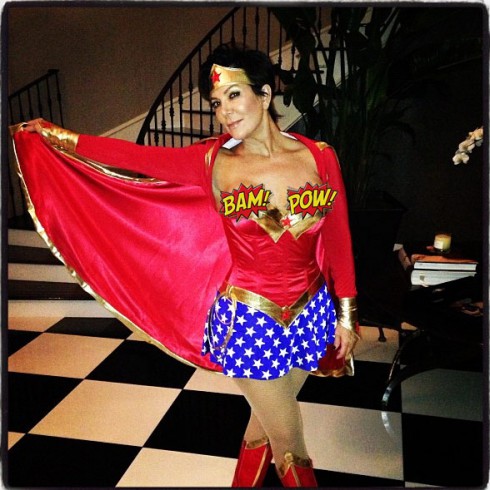 Kris Jenner Wonder Woman costume nip slip wardrobe malfunction photo