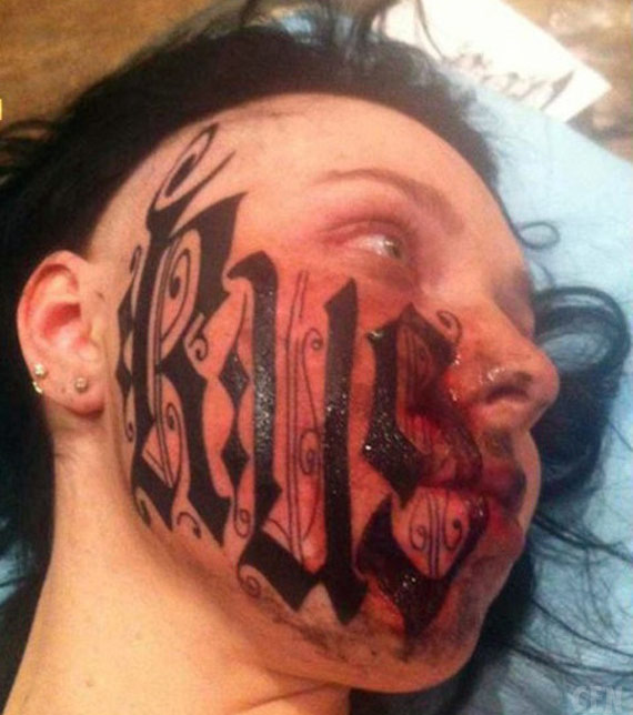 PHOTOS Woman has man’s name tattooed on her face 24 hours after 