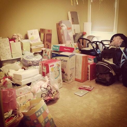 Danielle Jonas baby shower gifts opened