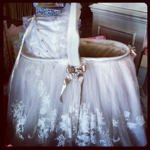 Danielle Jonas wedding dress bassinet 