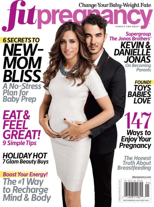 Kevin Jonas and Danielle Jonas on the cover of Fit Pregnancy magazine