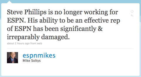 Steve Phillips fired on Twitter?