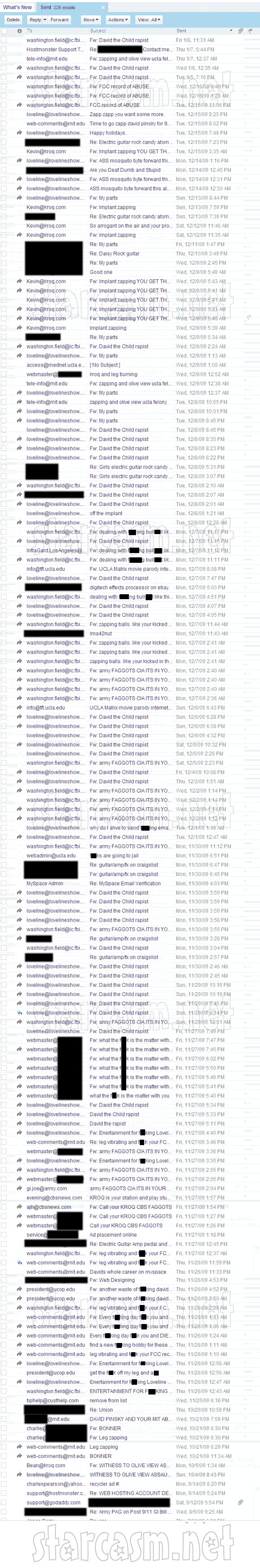 Dr. Drew stalker Charles Pearson's sent emails from his yahoo email account