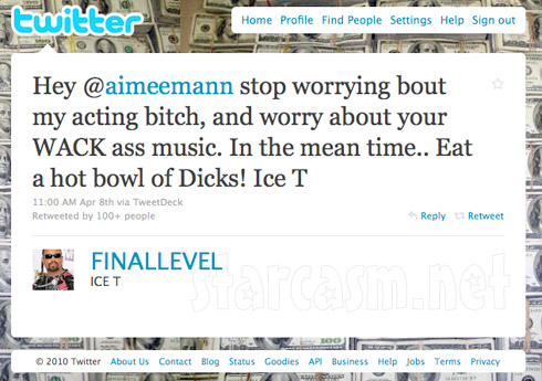 Ice T FINALLEVEL responds to Aimee Man aimeemann