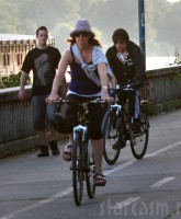 Bob Dylan riding a bicycle in Slovakia photo 2 of 5