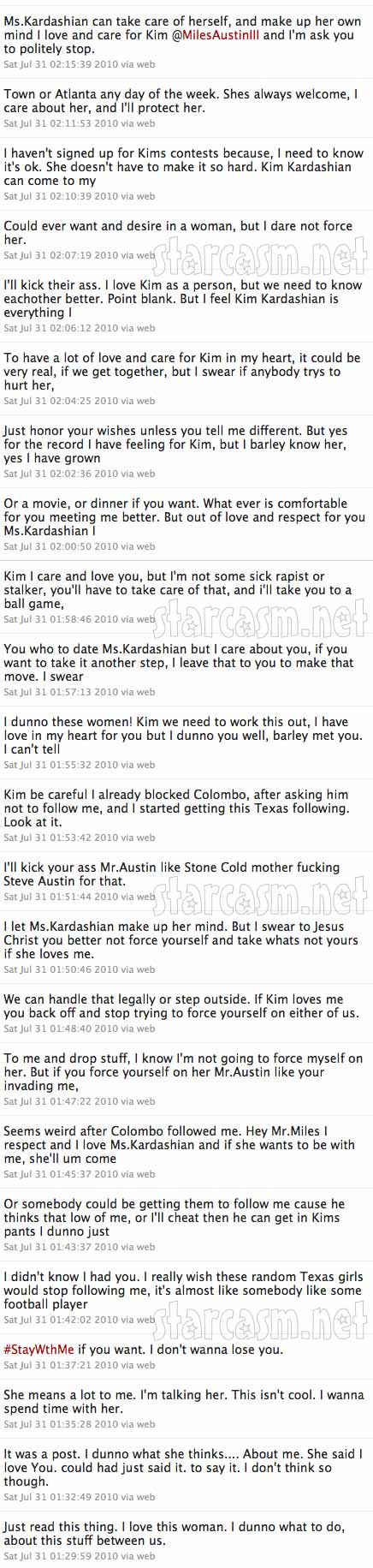 Kim Kardashian stalker Dennis Shaun Bowman's Twitter account 2 of 2