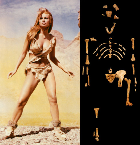 Raquel Welch as a cavechick and actual cavechick Lucy