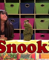 Sesame Shore Snooki and a pickle muppet