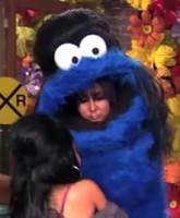 Sesame Shore Snooki in a Cookie Monster costume
