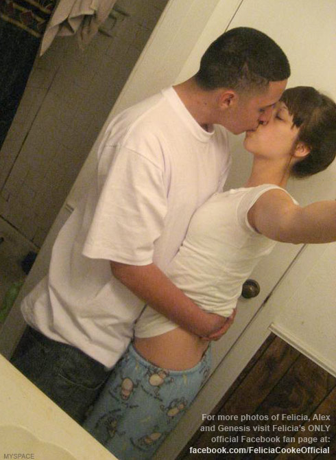 Felicia Cooke and boyfriend Alex Gutierrez in the bathroom