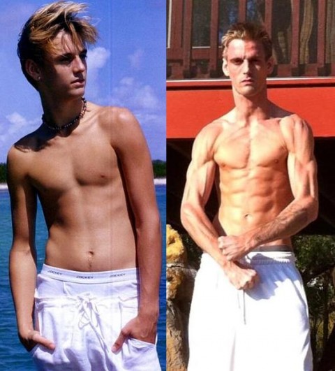 Aaron Carter is considerably buffer in this before and after