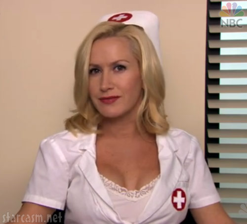 PHOTOS VIDEO Angela as a sexy nurse from The Office's Halloween costume  contest