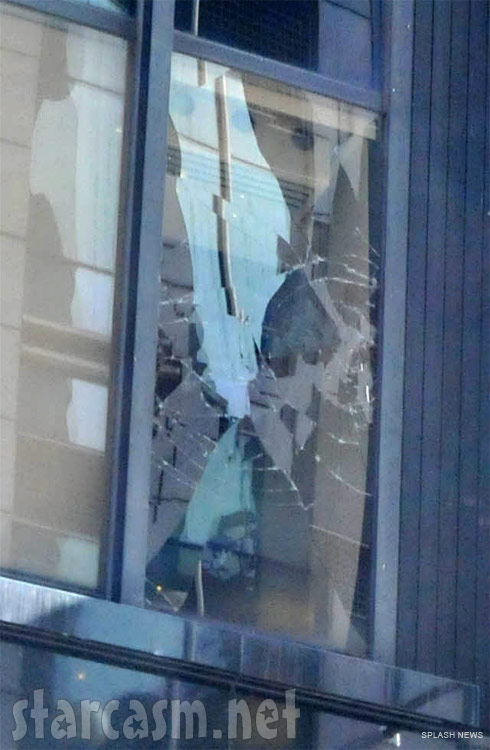 Window smashed by Chris Brown on good Morning America