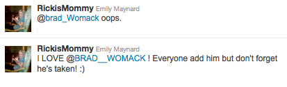 Emily Maynard welcomes Bachelor Brad Womack to Twitter