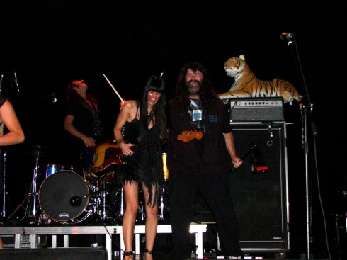 Mankind Mick Foley hugs Nocturnals bassist Catherine Popper