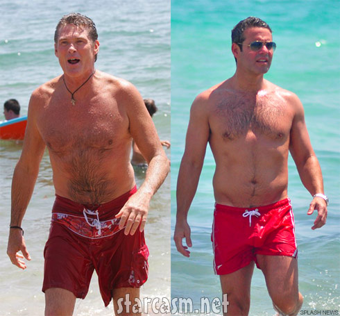 side-by-side photos of Andy Cohen and David Hasselhoff