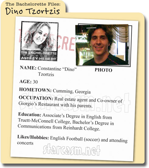 The Bachelorette File from season 7 for Constantine Dino Tzortzis
