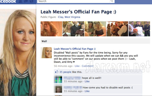 Leah Messer changed her Facebook fan page photo after rumors of her and Corey divorcing surfaced