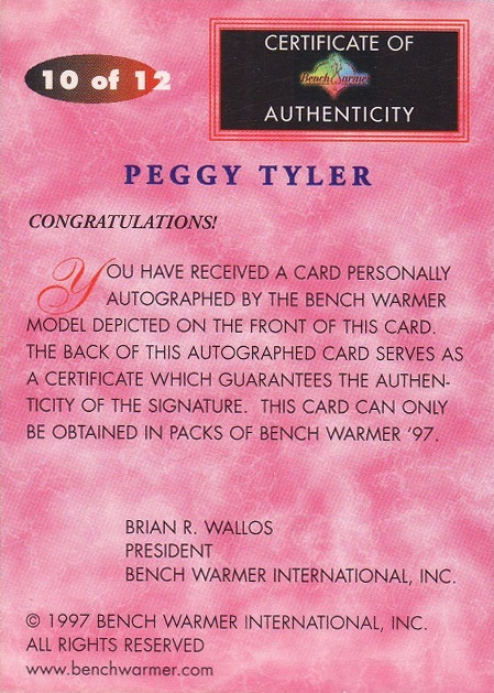 Peggy Tyler 1997 Bench Warmer card "Authentic Autograph"