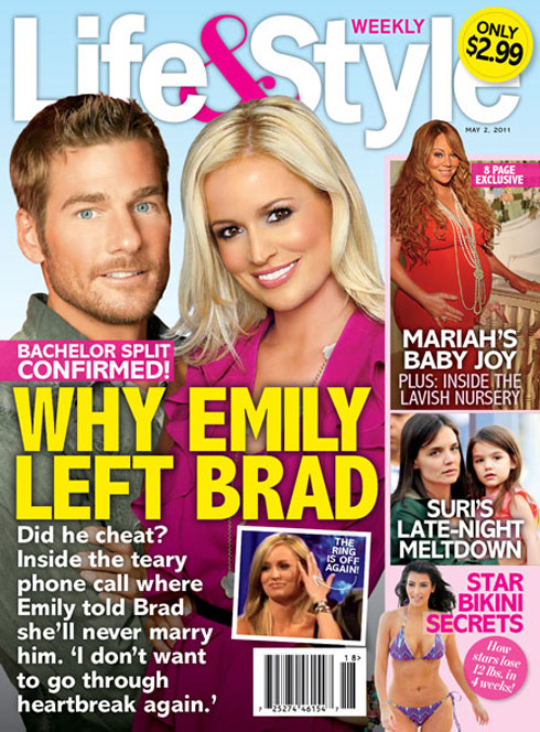 Brad Womack and Emily Maynard split Life and Style magazine cover May 2 2011