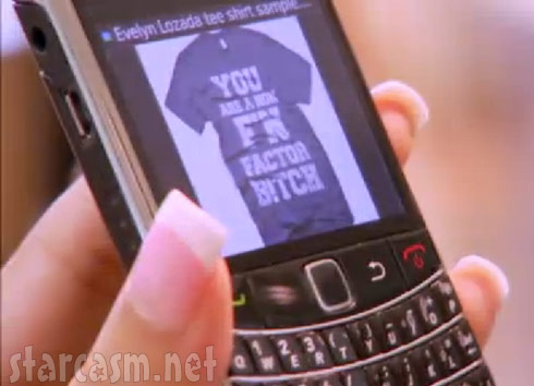 Evelyn Lozada's "You are a non f'n factor bitch" tee shirt