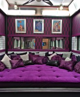 Purple conversation bed in the parlor of the Big Brother 13 house