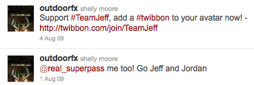 Shelly Moore of Big Brother 13 supports Jeff and Jordan on Twitter