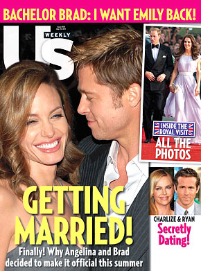 Us Weekly Cover from July 2011 claiming Brad Pitt and Angelina Jolie are planning a wedding
