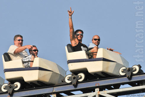 DJ Pauly D of Jersey Shore has a blast riding a roller coaster on his birthday