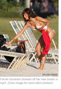 Farrah Abraham shows off her new breasts in Florida - click for more photos
