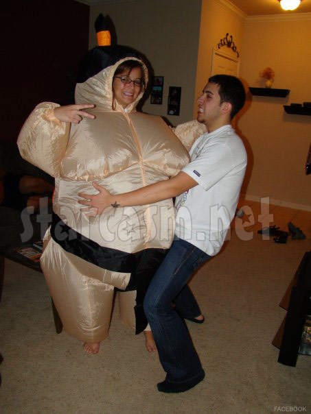Farrah Abraham's boyfriend Daniel Alvarez parties with a girl in an inflatable sumo wrestler suit