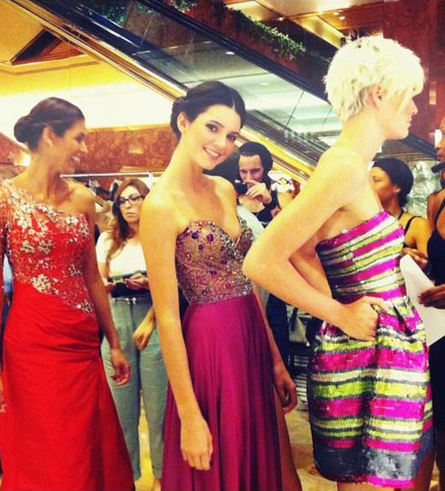Kendall Jenner backstage at the Sherri Hill Spring 2012 fashion show