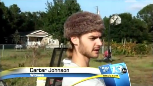 Carter Johnson in a Coonskin cap