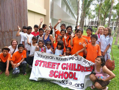 Paris Hilton visits an orphangage in Bali