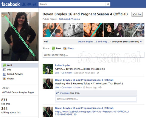 Devon Broyles 16 and Pregnant Season 4 Official Facebook page