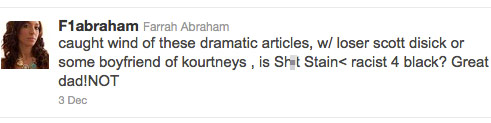 Teen Mom Farrah Abraham asks if Scott Disick's tweet about her was racist